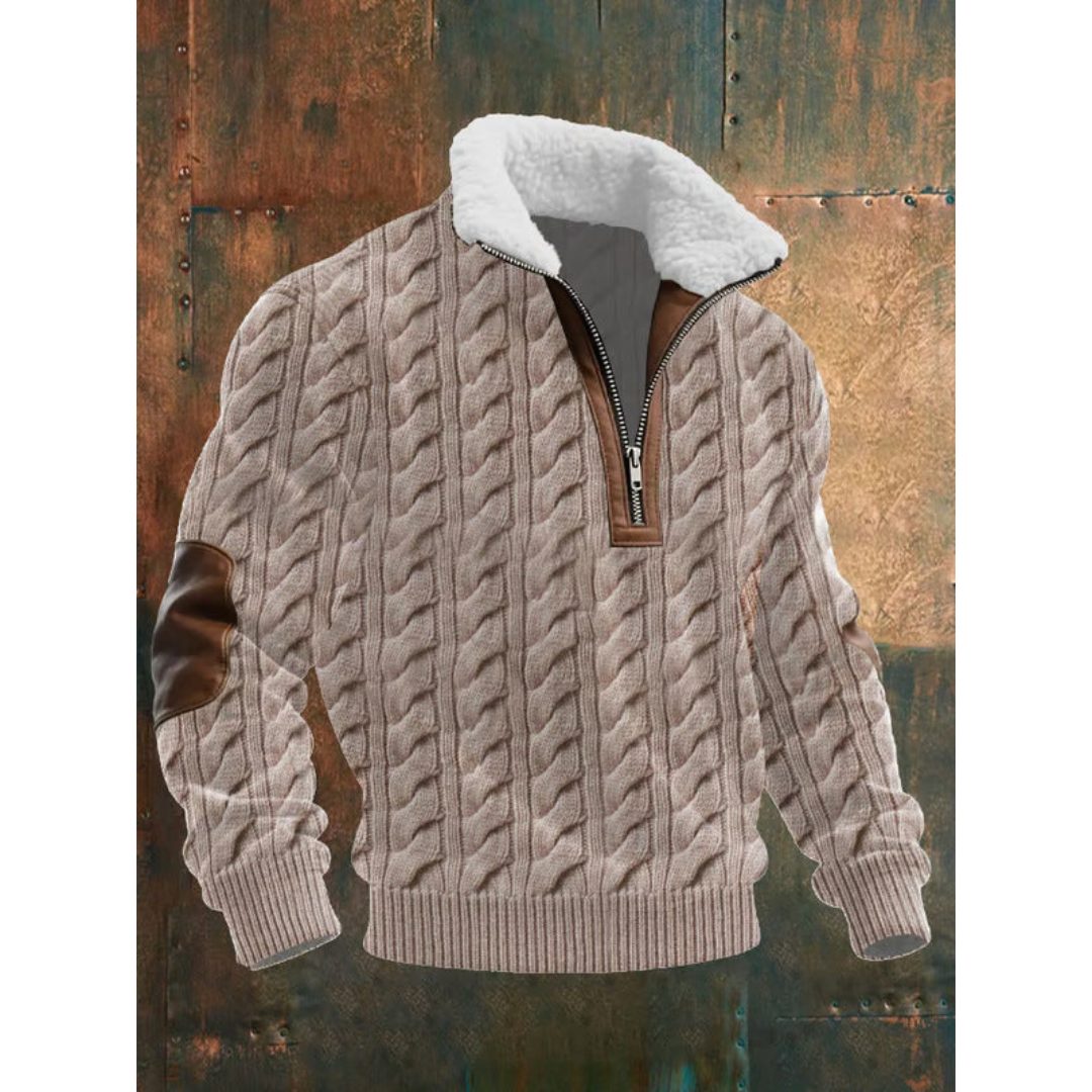Men's Long Sleeve Half Zip Knitted Sweater