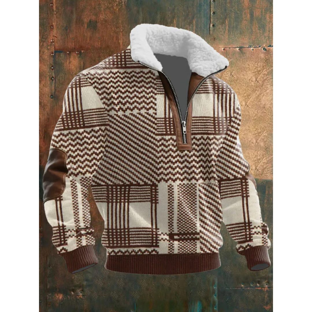 Men's Long Sleeve Half Zip Knitted Sweater