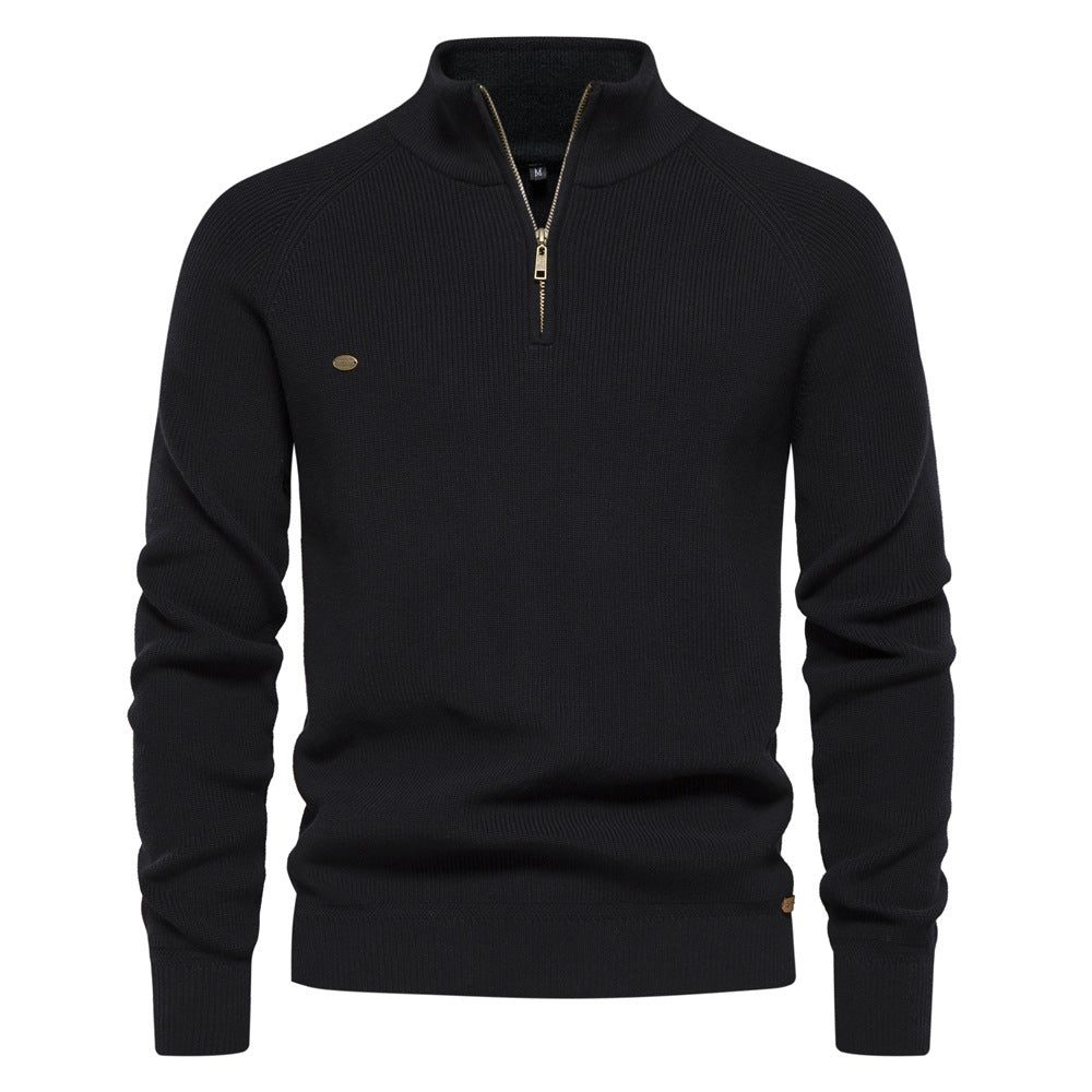 Men's Long Sleeve Knitted Half-Zip Jumper
