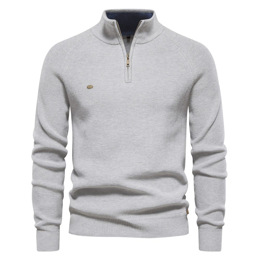 Men's Long Sleeve Knitted Half-Zip Jumper