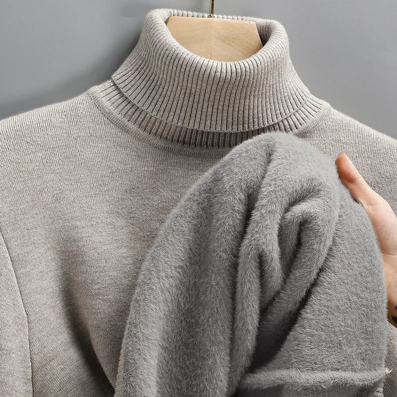 Men's High Collar Long Sleeve Knitted Sweater