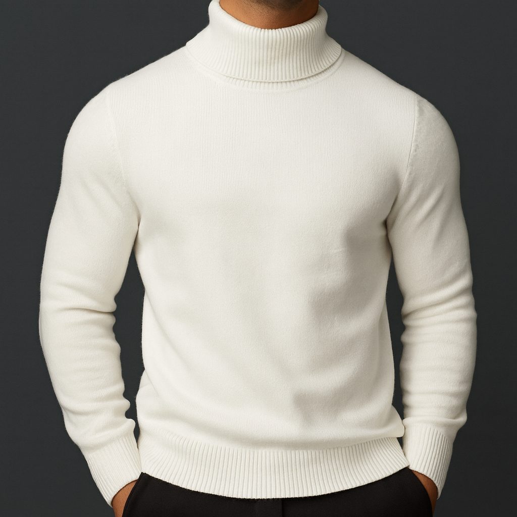 Men's High Collar Long Sleeve Knitted Sweater