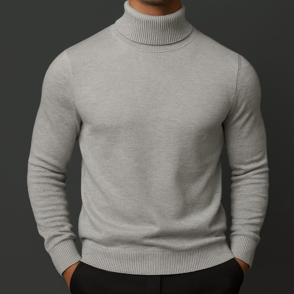 Men's High Collar Long Sleeve Knitted Sweater
