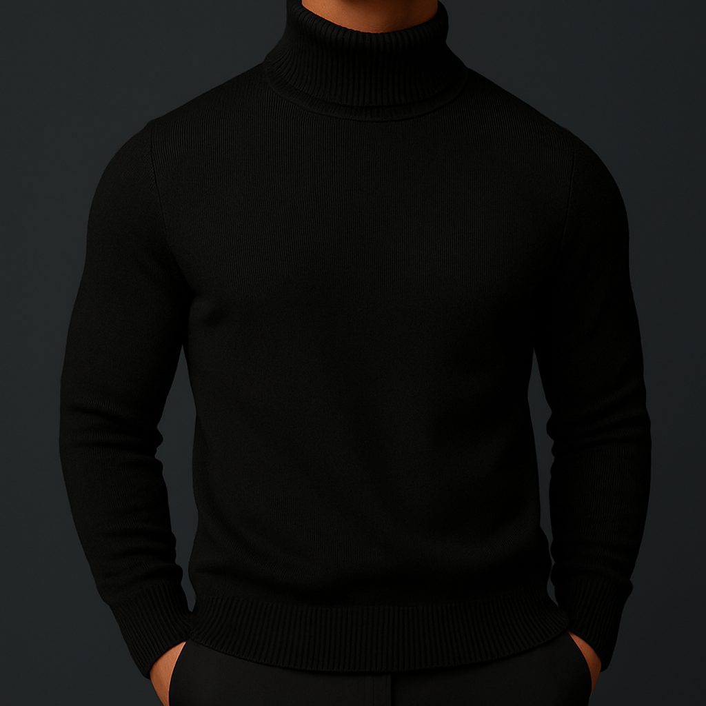 Men's High Collar Long Sleeve Knitted Sweater