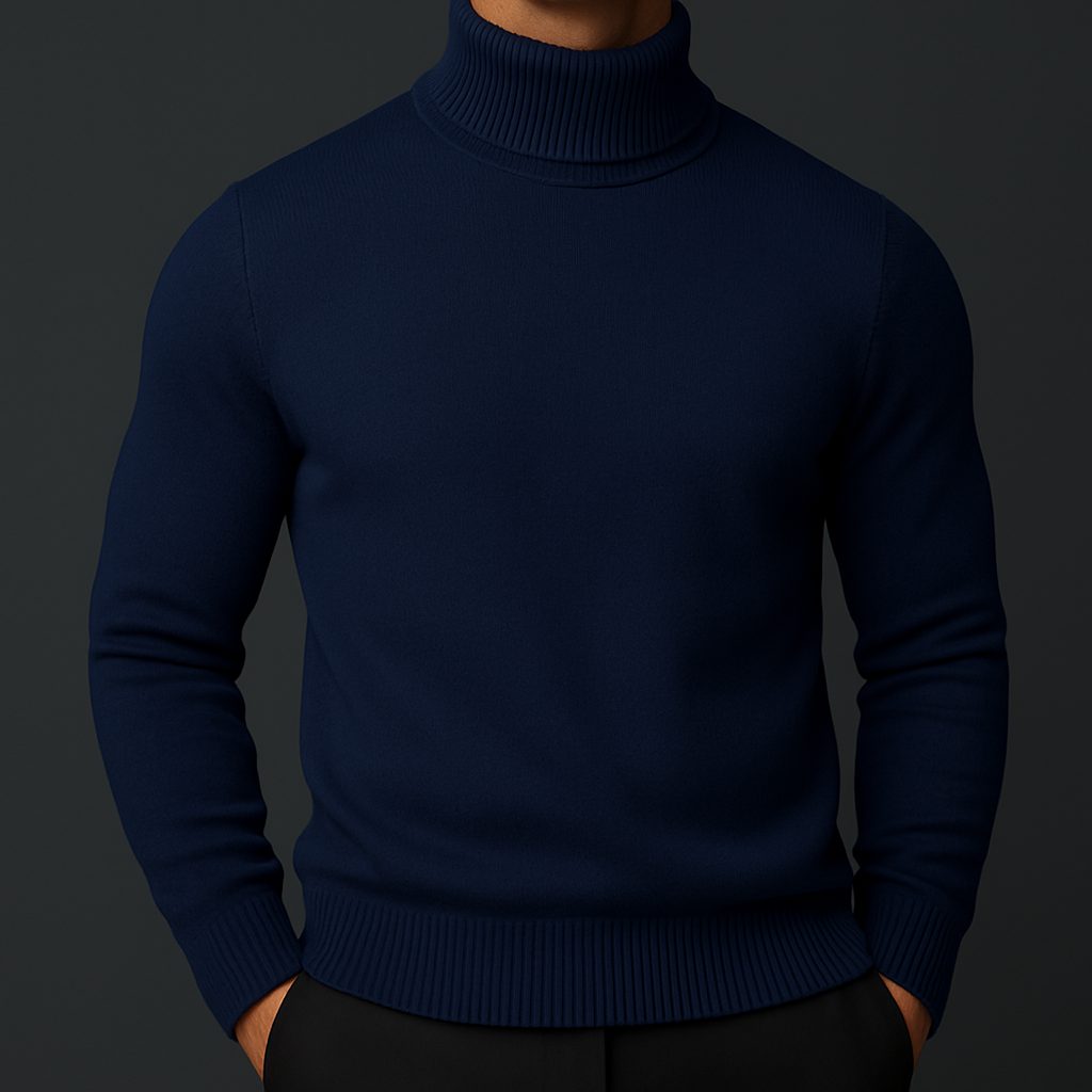 Men's High Collar Long Sleeve Knitted Sweater