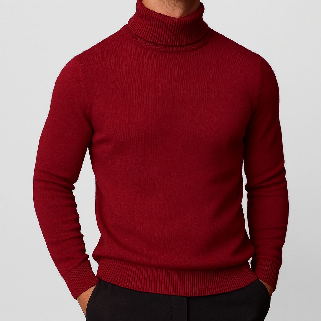 Men's High Collar Long Sleeve Knitted Sweater