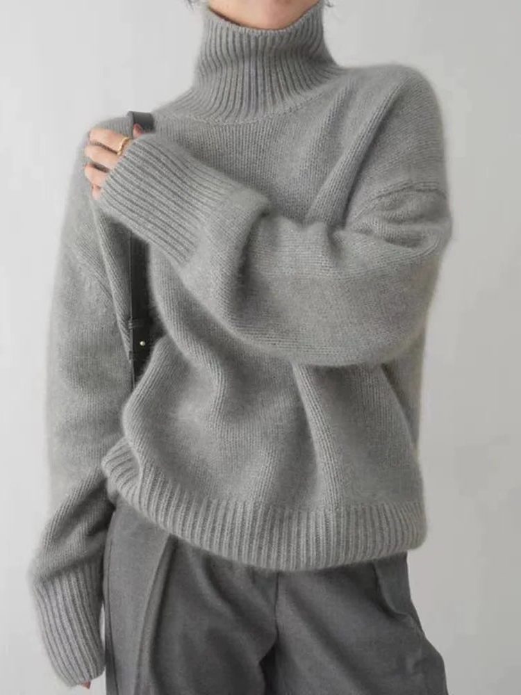 Women's Long Sleeve Ribbed Roll Neck Sweater