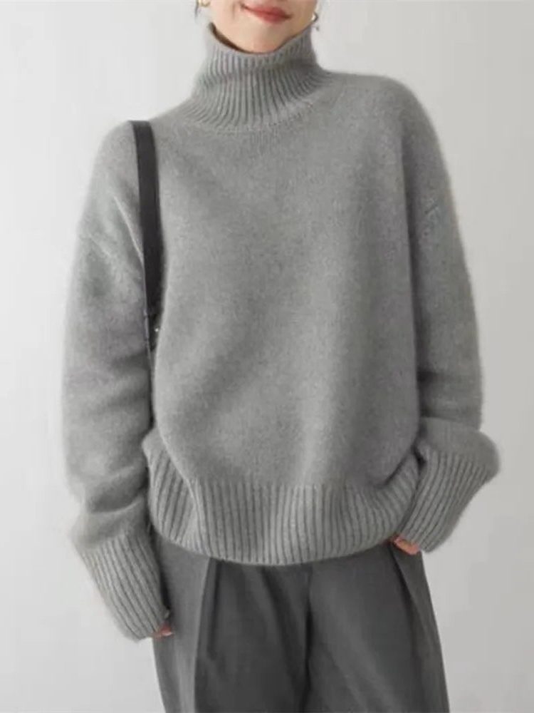 Women's Long Sleeve Ribbed Roll Neck Sweater