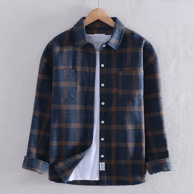 Men's Long Sleeve Checked Button-Up Shirt