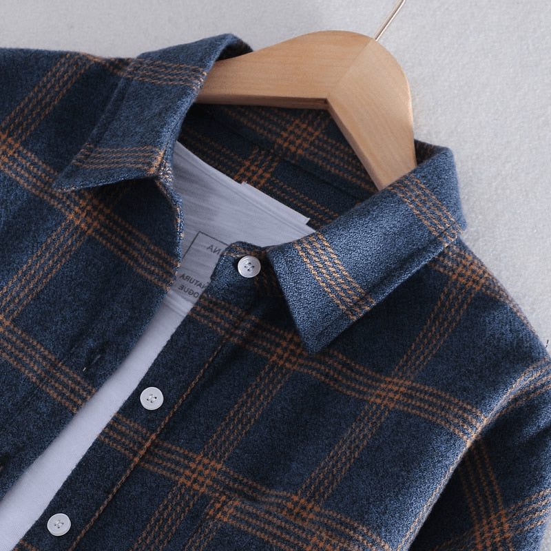 Men's Long Sleeve Checked Button-Up Shirt