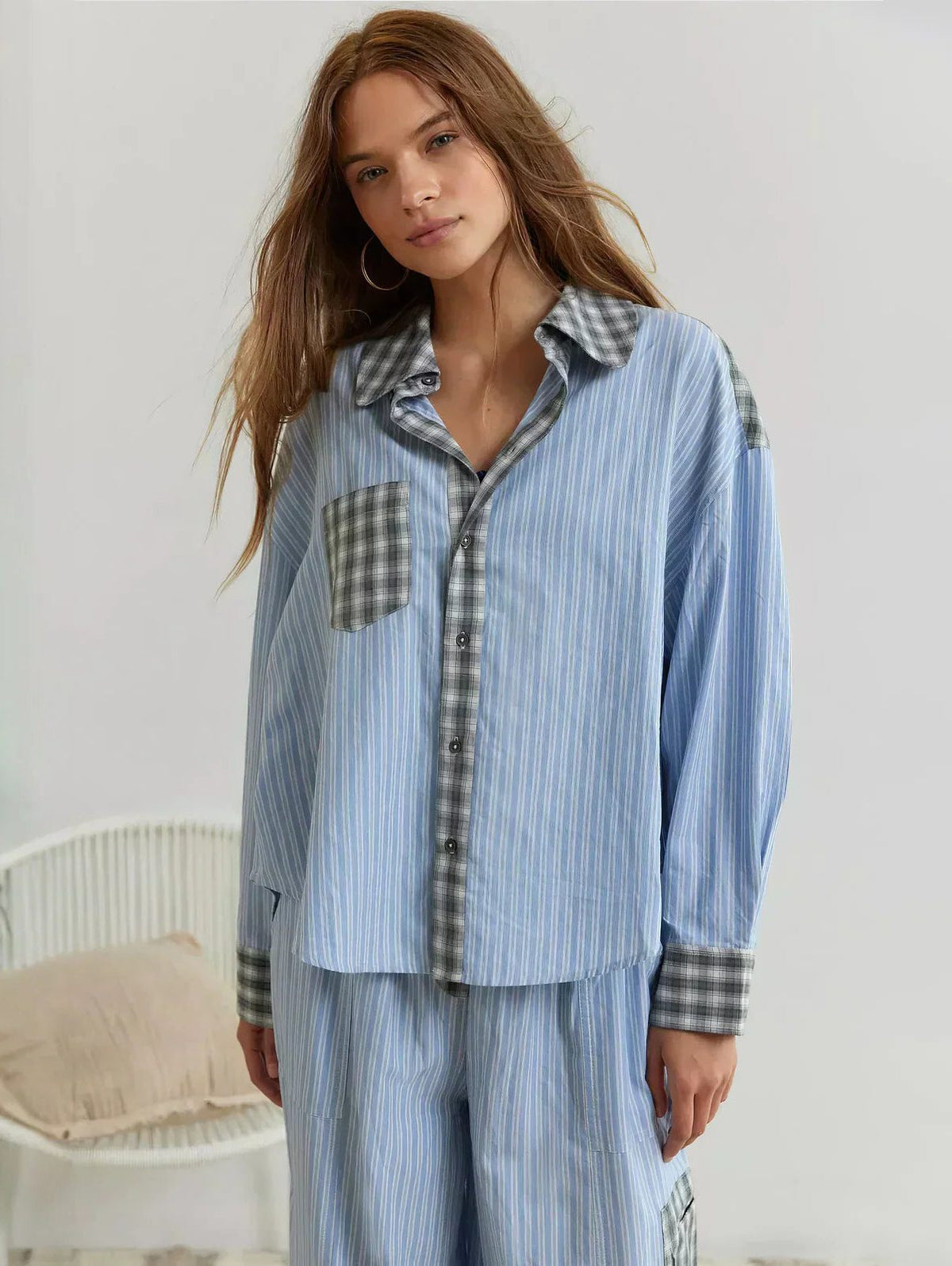 Women's Long Sleeve Checked Pajama Set