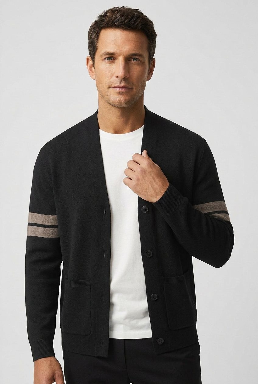 Men's Striped Cardigan with Pockets