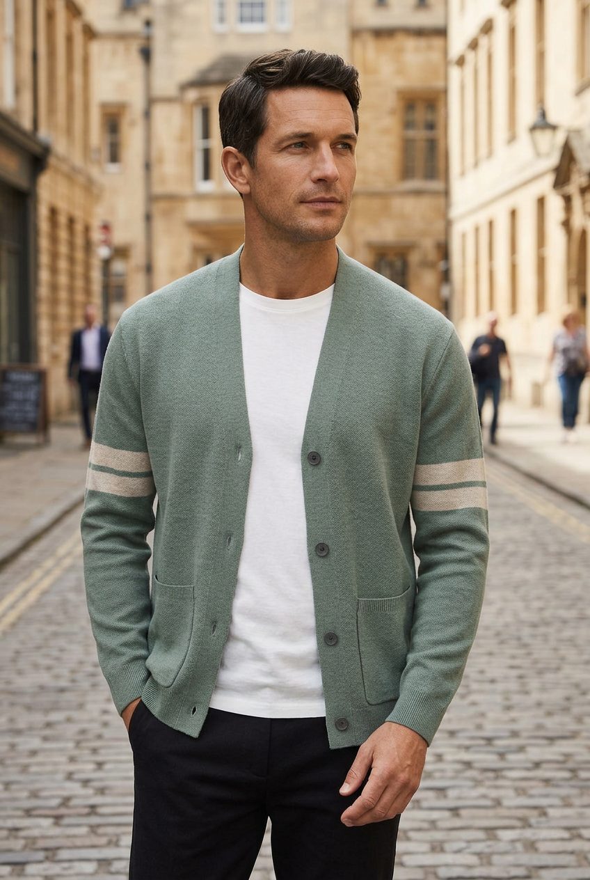 Men's Striped Cardigan with Pockets