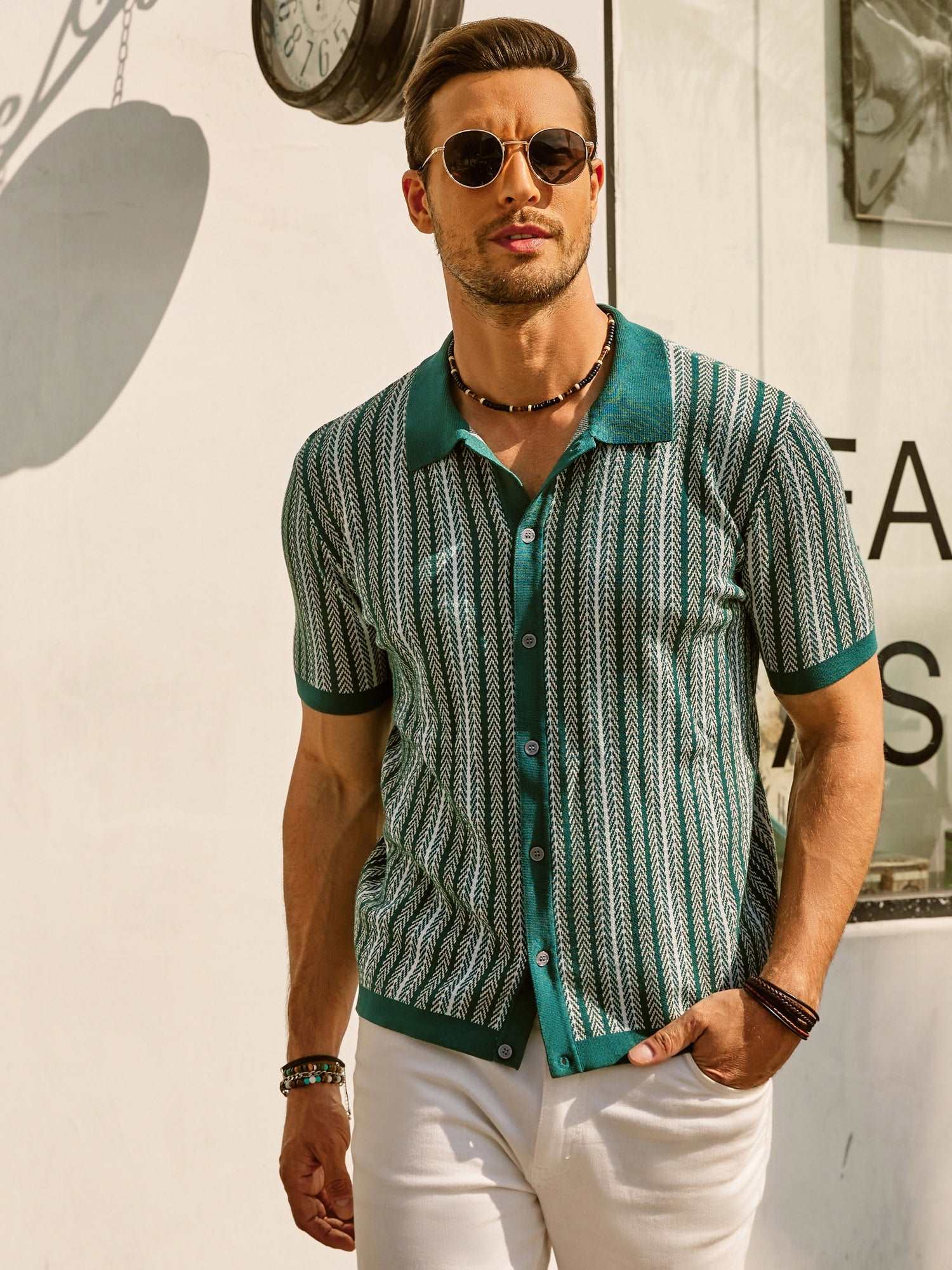 Striped Polo Shirt for Men Short Sleeves Casual
