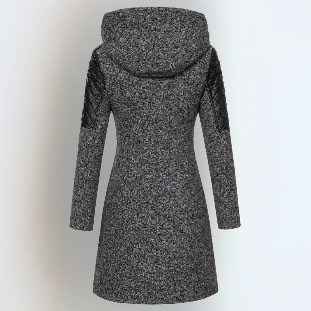 Women's Hooded Quilted Melange Winter Coat