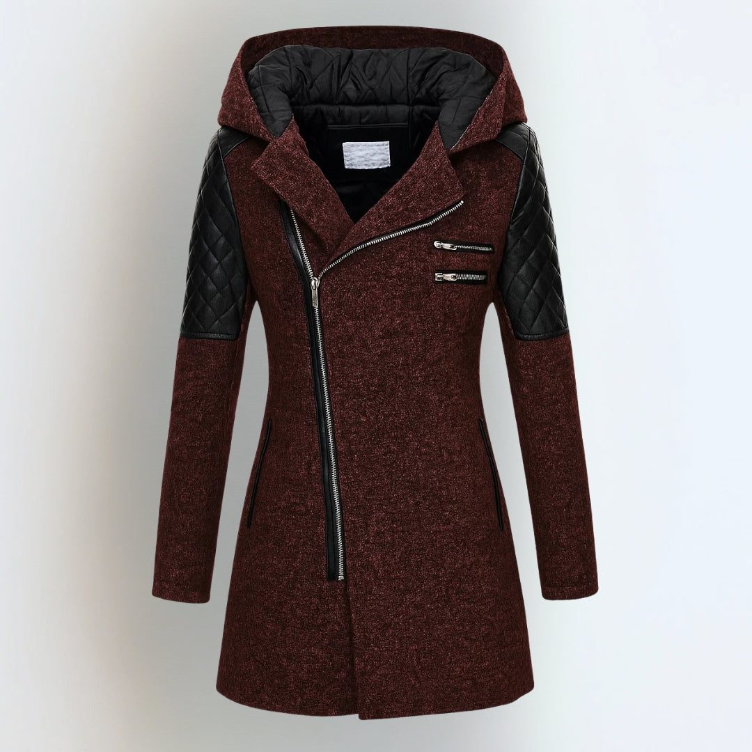 Women's Hooded Quilted Melange Winter Coat