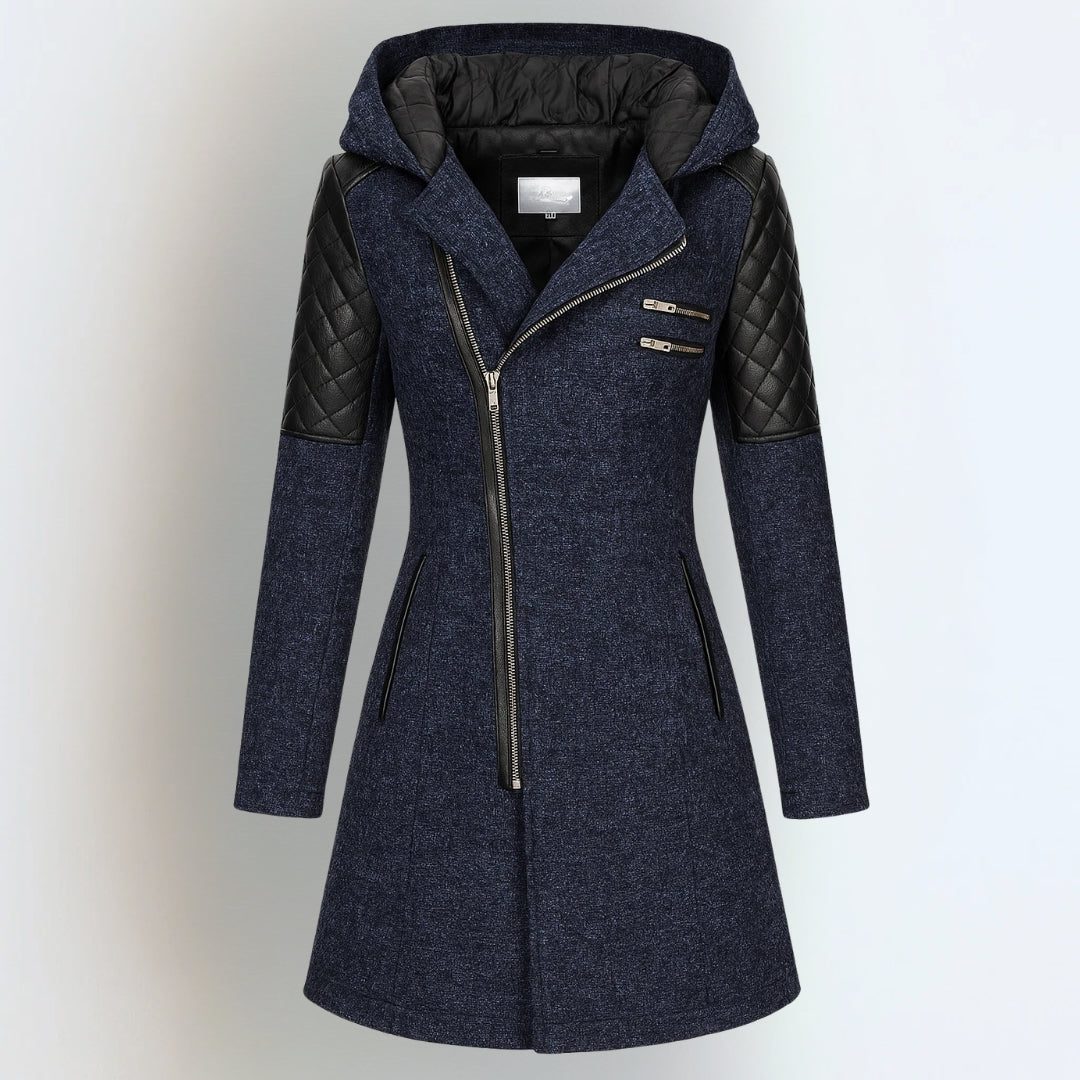Women's Hooded Quilted Melange Winter Coat