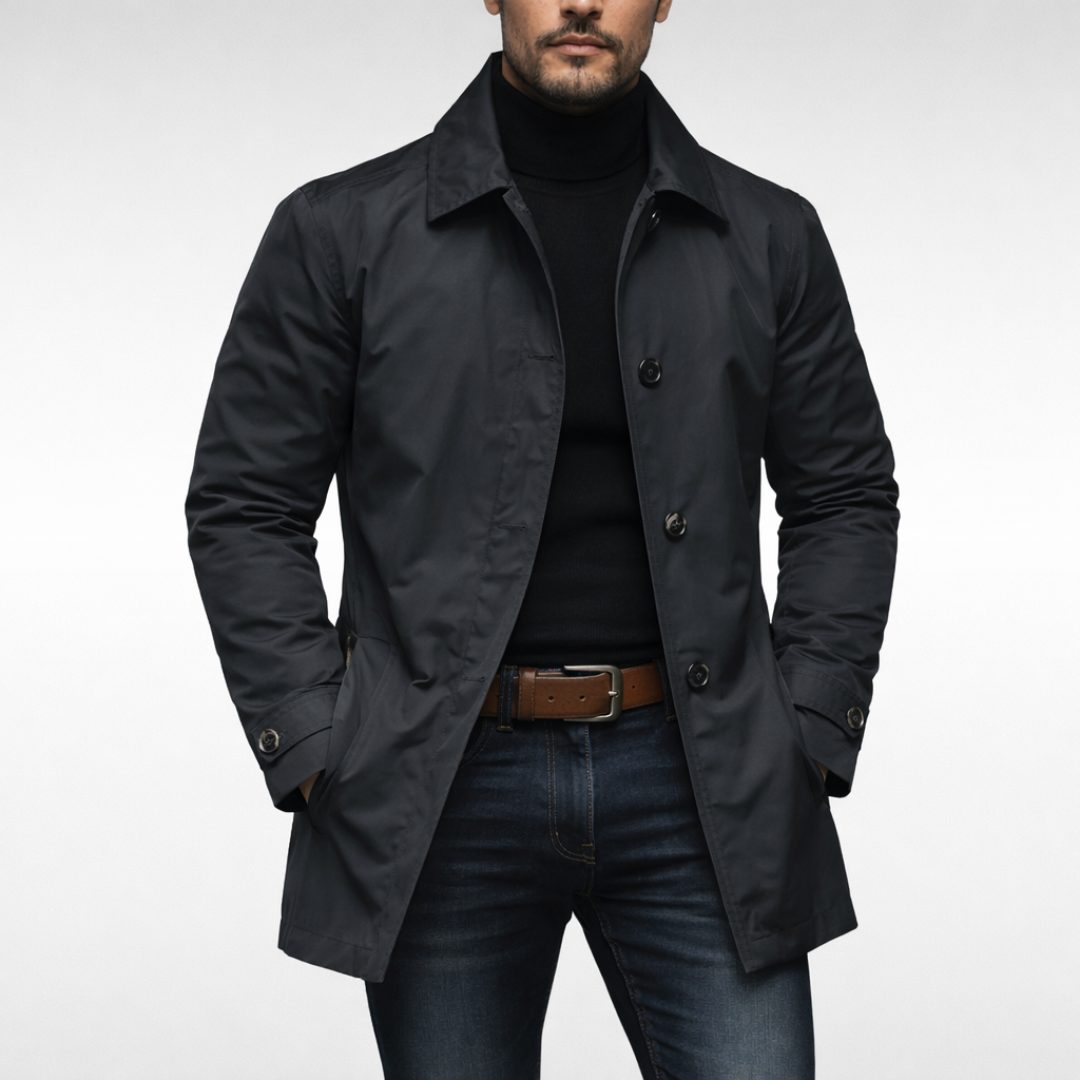 Men's Padded Jacket with Button Fastening