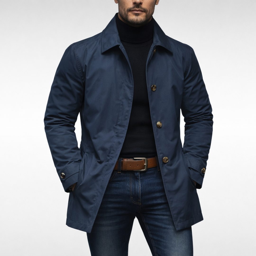 Men's Padded Jacket with Button Fastening