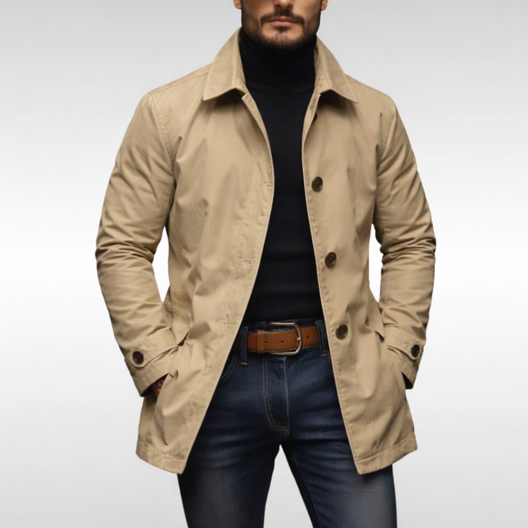 Men's Padded Jacket with Button Fastening