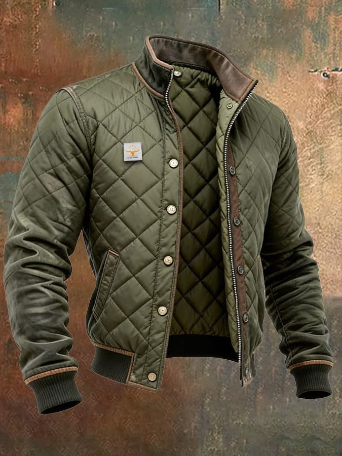 Men's Padded Jacket Featuring a Collar