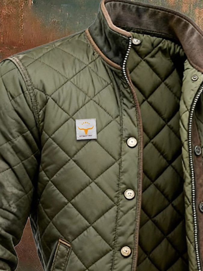 Men's Padded Jacket Featuring a Collar
