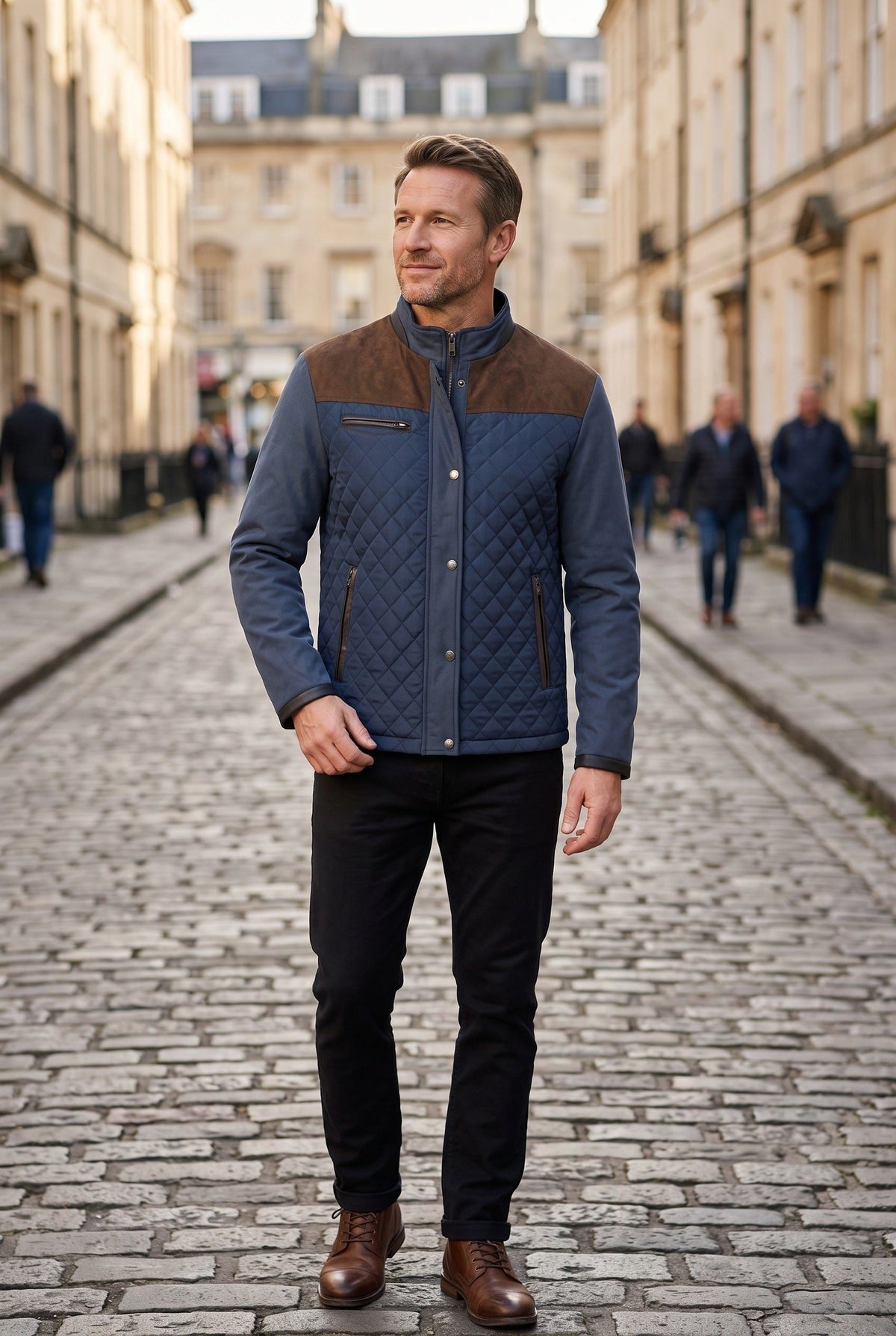 Men's Quilted Jacket with Stylish Shoulder Accents