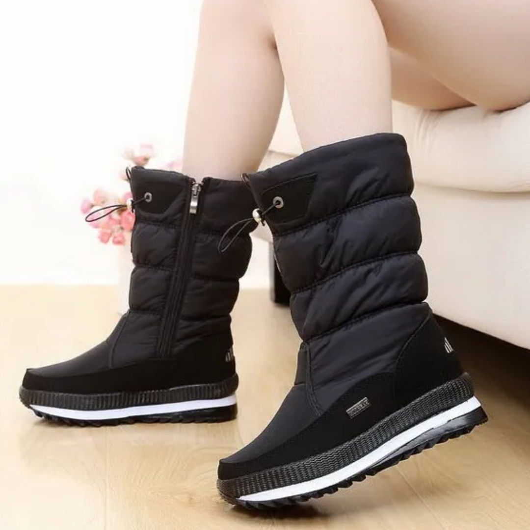 Women's Quilted Snow Boots with Zipper Closure