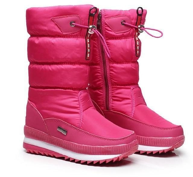 Women's Quilted Snow Boots with Zipper Closure
