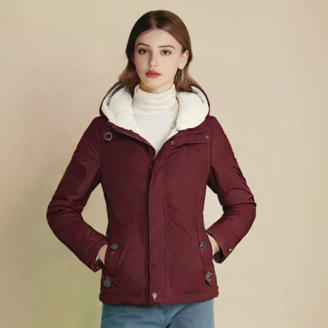 Women's Sherpa-Hooded Padded Coat
