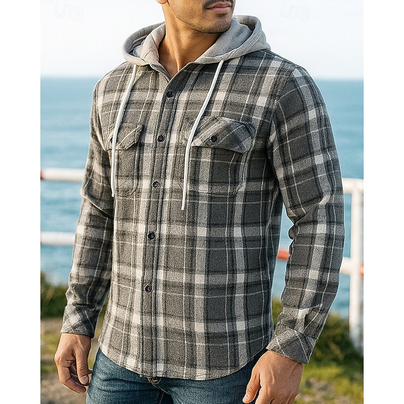 Thatcher | Checked Hooded Shirt Jacket