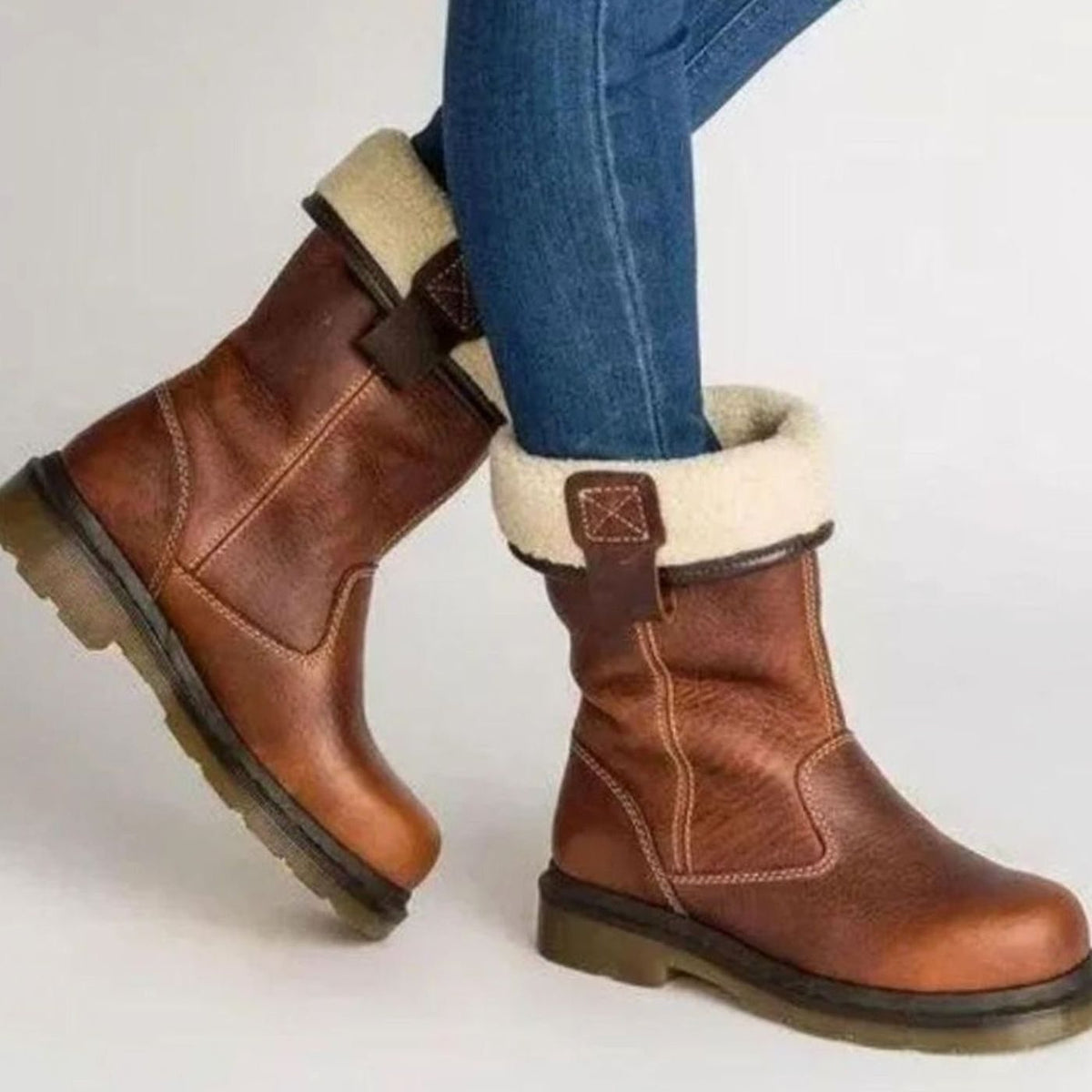 Gwen | Women's Slip-On Ankle Boots with Fleece-Lined Leather for Winter