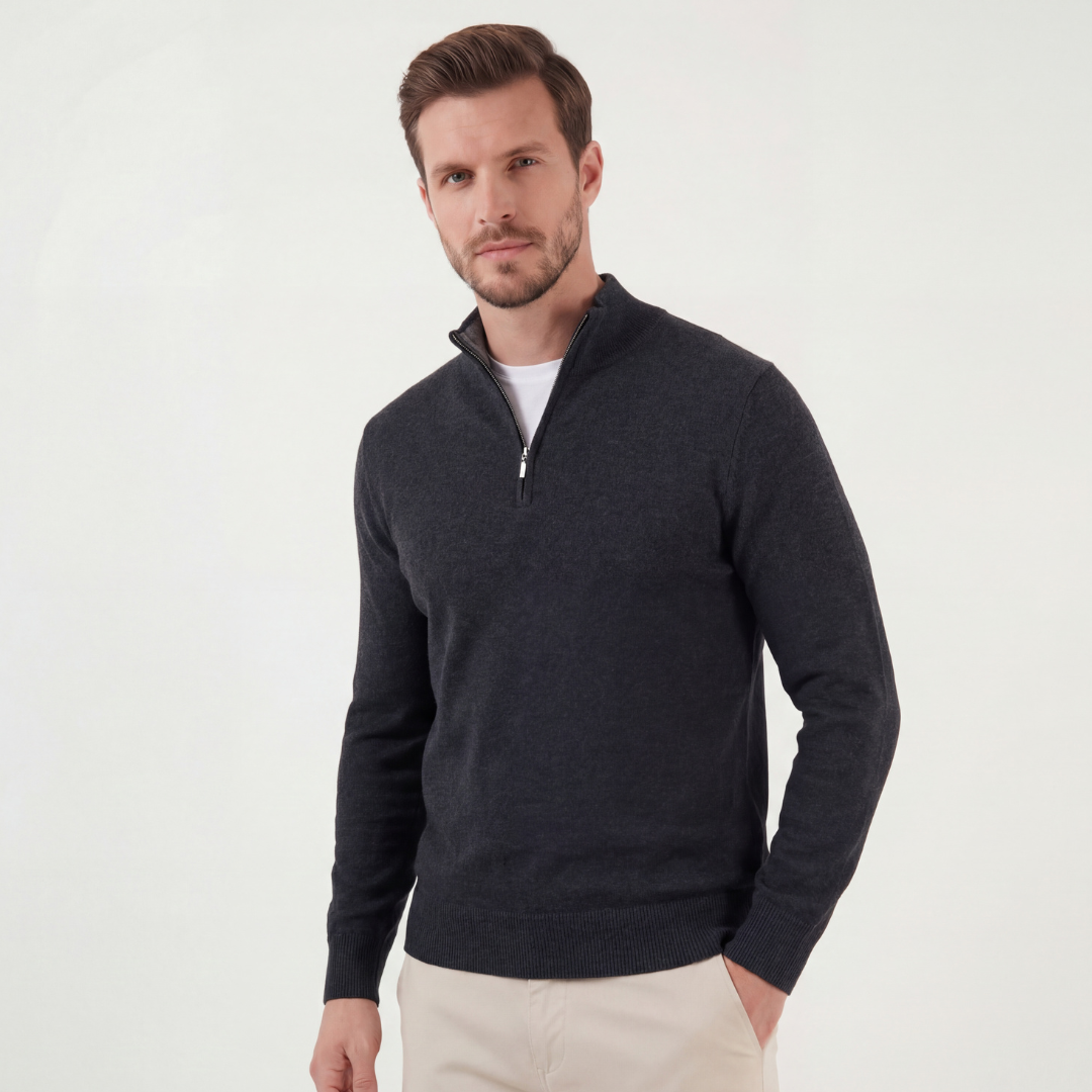 Half-Zip Sweater Men Round Neck Casual Layering