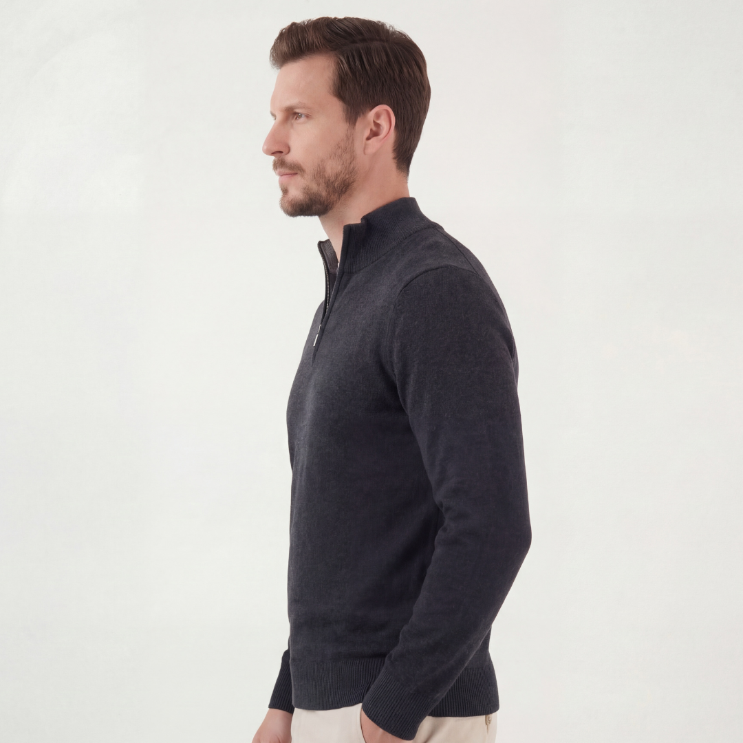 Half-Zip Sweater Men Round Neck Casual Layering