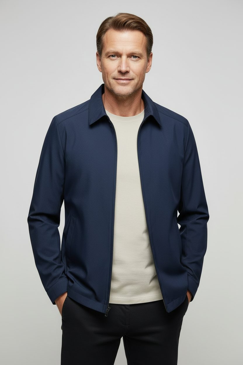 Men's Harrington Jacket with Stand-Up Collar