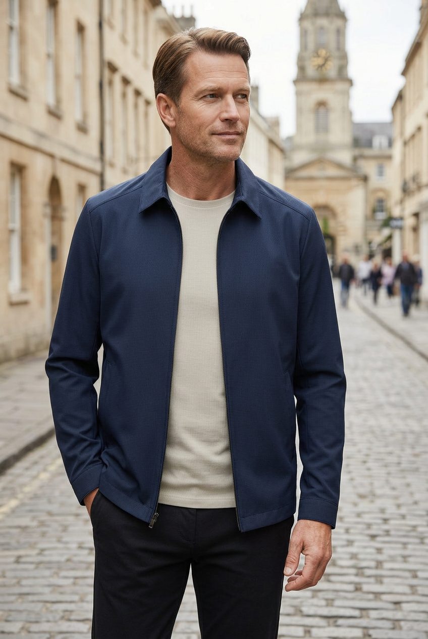 Men's Harrington Jacket with Stand-Up Collar