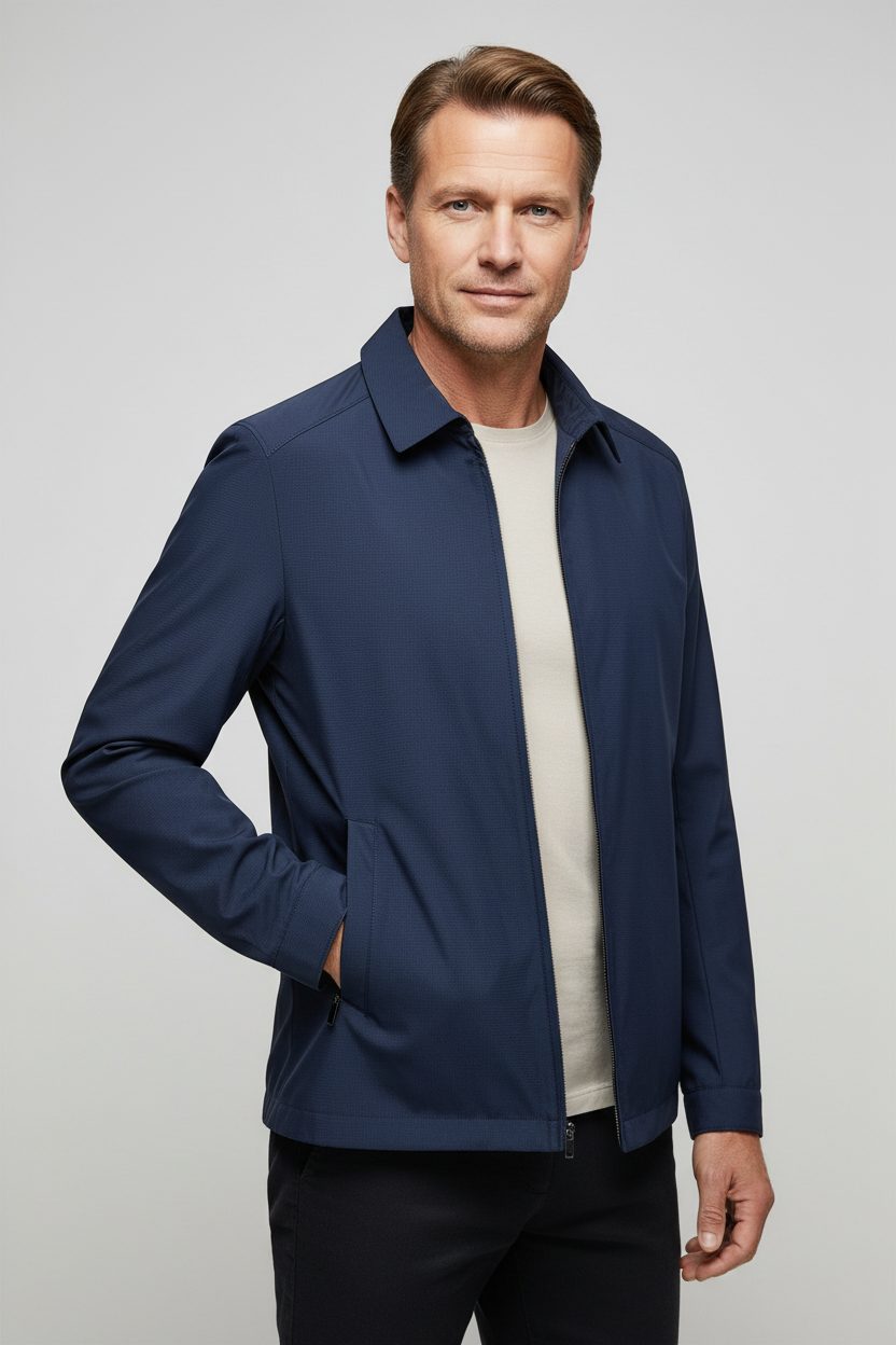 Men's Harrington Jacket with Stand-Up Collar