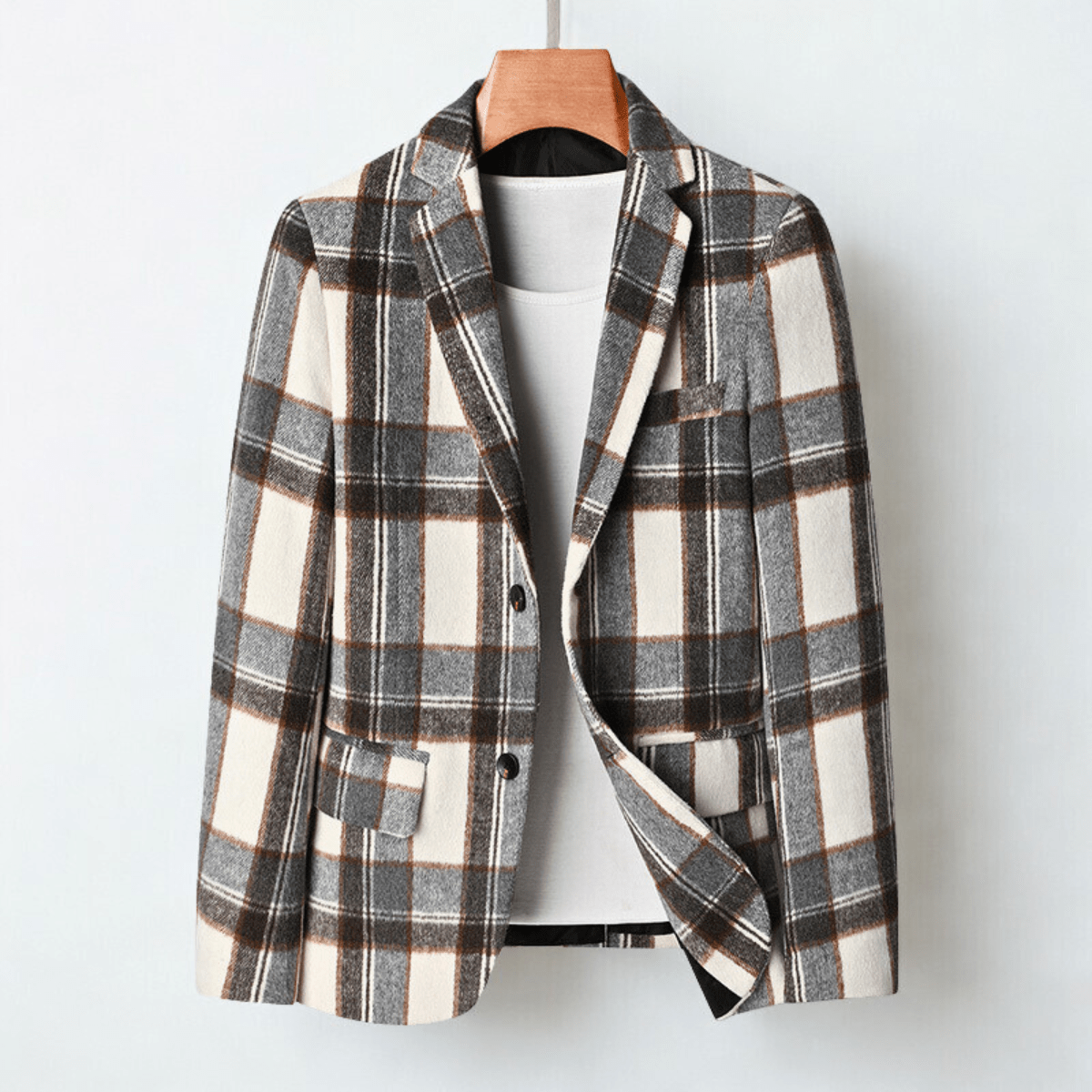 Men's Classic Check Tailored Blazer - Relaxed Fit for Natural Fall Style