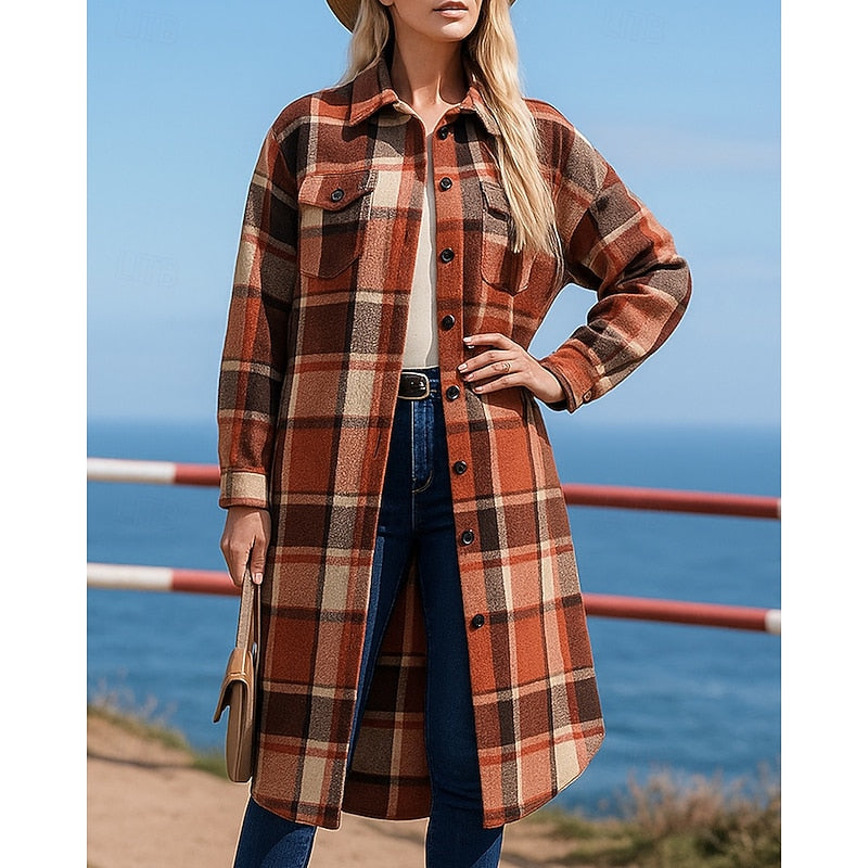 Noreen | Oversized Checkered Long Coat