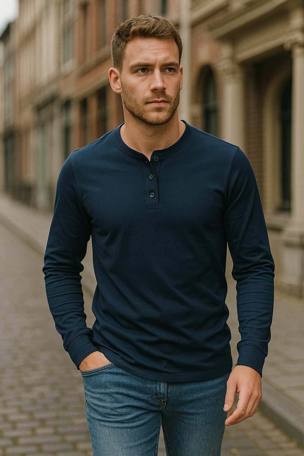 Men's Long Sleeve Henley Shirt