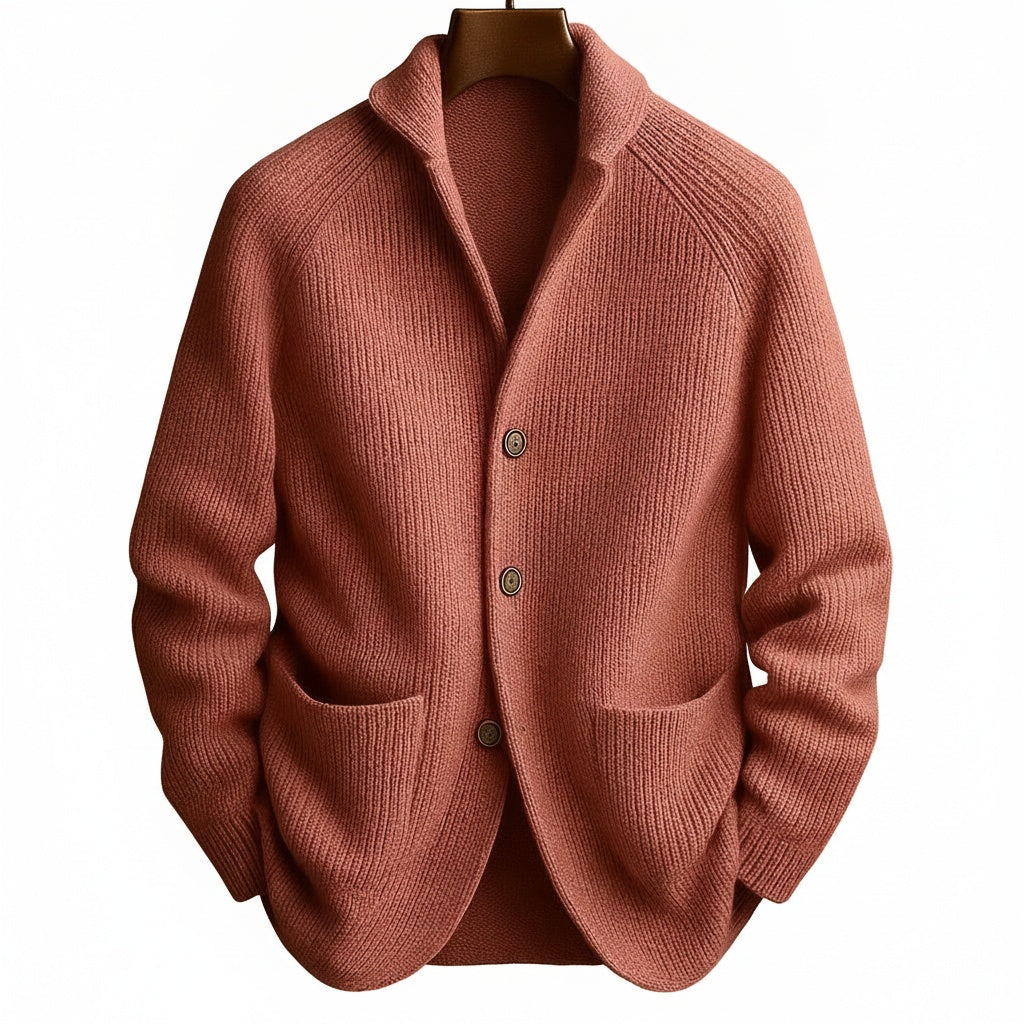 Men's Notched Collar Cardigan with Pockets