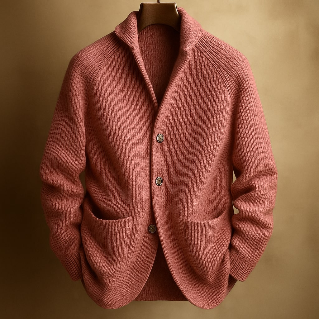 Men's Notched Collar Cardigan with Pockets