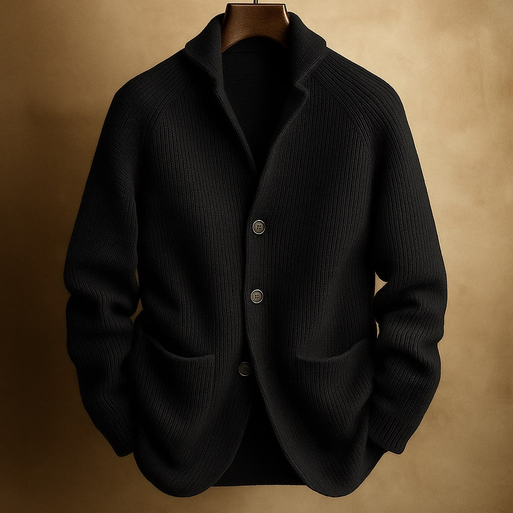 Men's Notched Collar Cardigan with Pockets