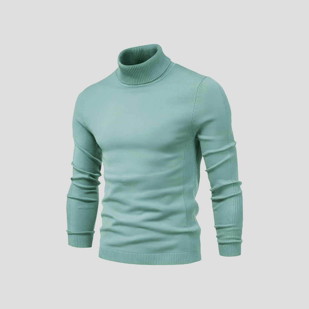 Men's Roll Neck Jumper with Long Sleeves and Ribbed Cuffs for a Stylish Look