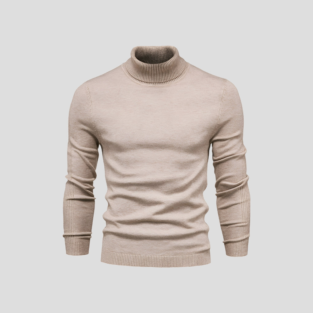 Men's Roll Neck Jumper with Long Sleeves and Ribbed Cuffs for a Stylish Look