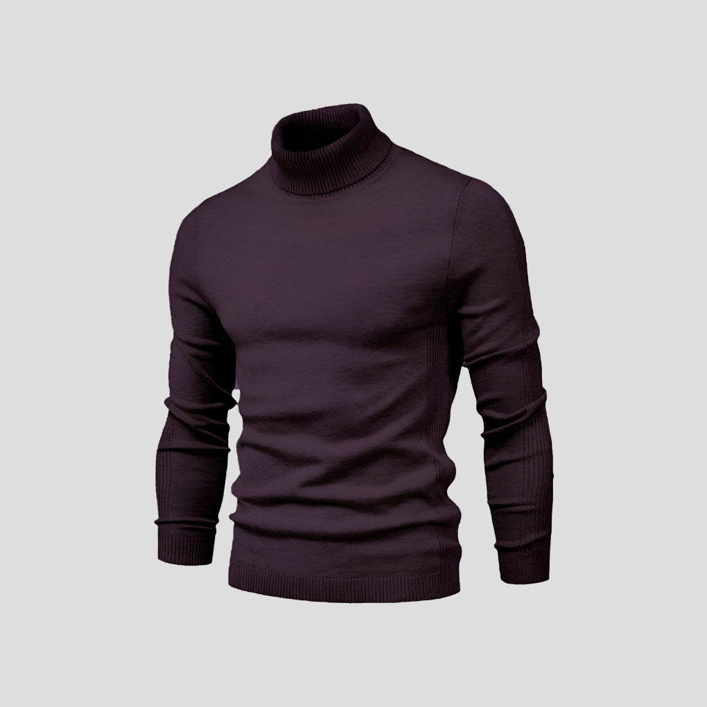 Men's Roll Neck Jumper with Long Sleeves and Ribbed Cuffs for a Stylish Look