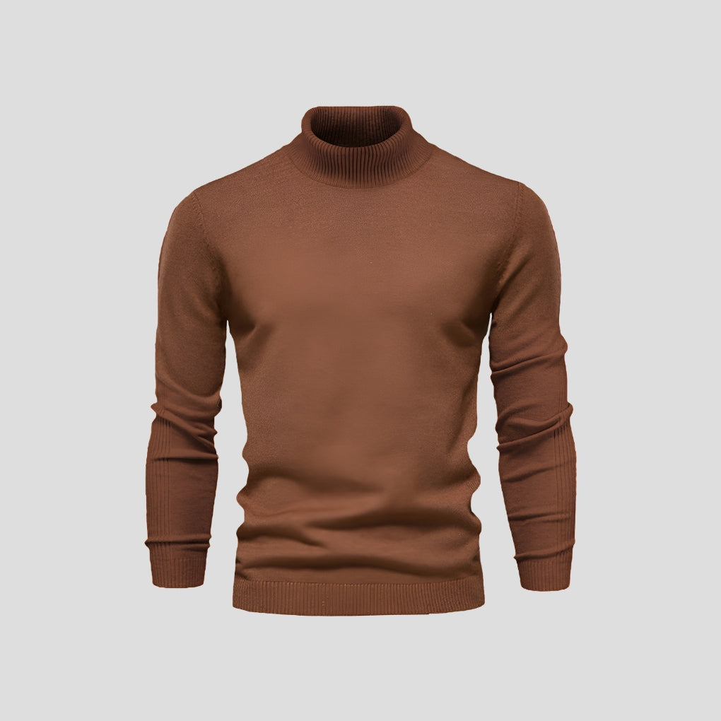 Men's Roll Neck Jumper with Long Sleeves and Ribbed Cuffs for a Stylish Look