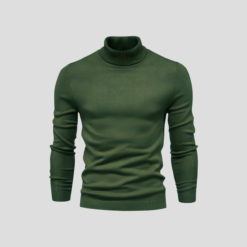 Men's Roll Neck Jumper with Long Sleeves and Ribbed Cuffs for a Stylish Look