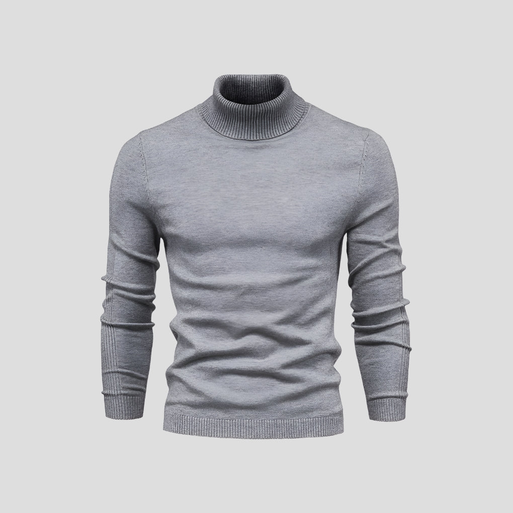 Men's Roll Neck Jumper with Long Sleeves and Ribbed Cuffs for a Stylish Look