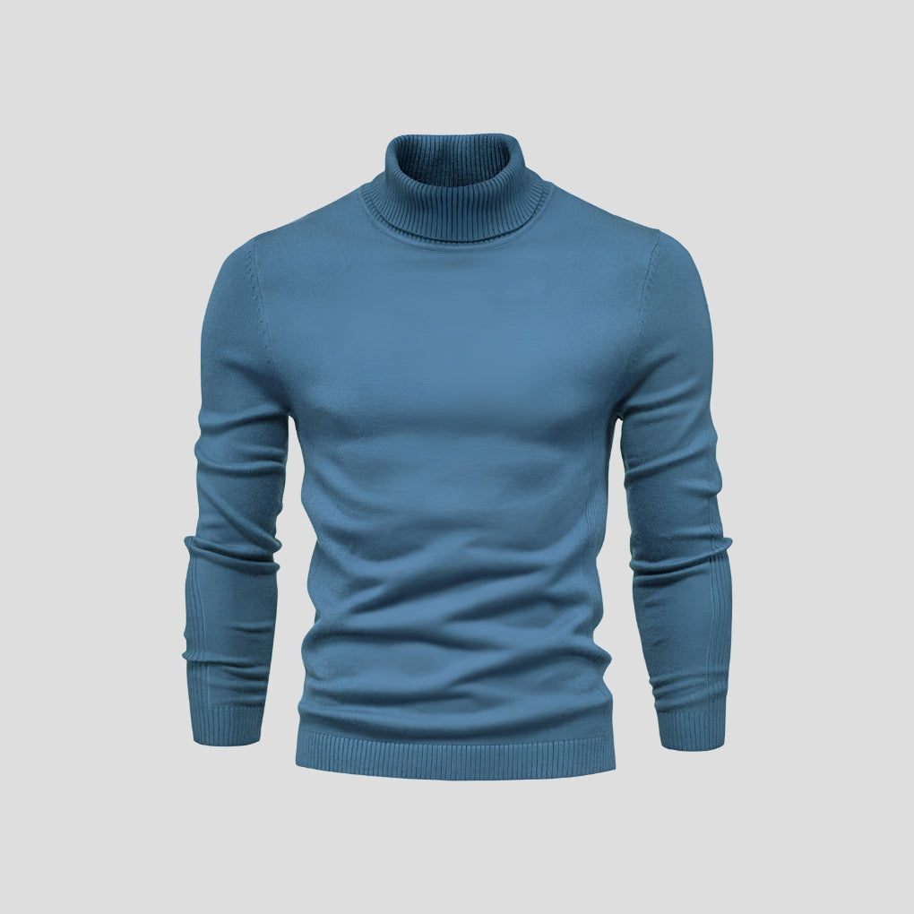 Men's Roll Neck Jumper with Long Sleeves and Ribbed Cuffs for a Stylish Look
